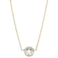 Womens Lab Created White Sapphire 10K Gold Pendant Necklace