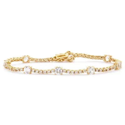 Lab Created White Sapphire 14K Gold Over Silver 7.25 Inch Tennis Bracelet