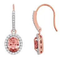 18K Rose Gold Over Silver Simulated Morganite Drop Earrings