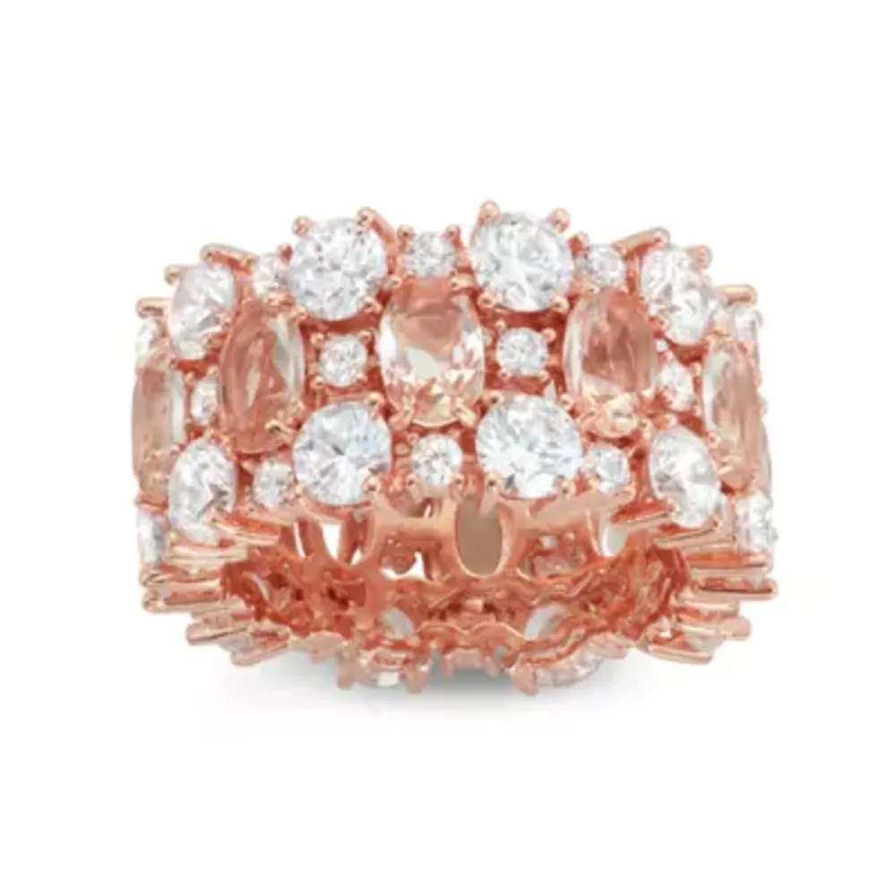 Womens Simulated Pink Morganite 14K Rose Gold Over Silver Cocktail Ring