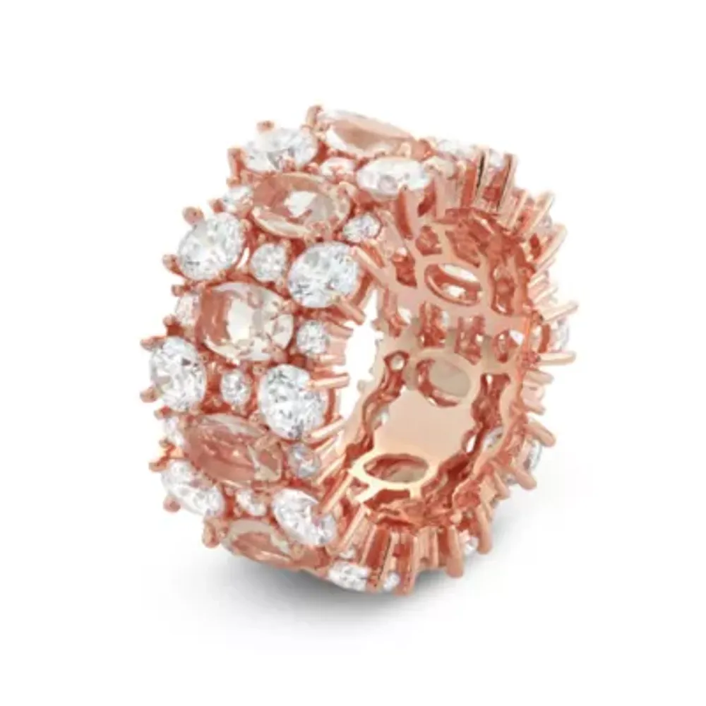 Womens Simulated Pink Morganite 14K Rose Gold Over Silver Cocktail Ring