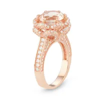 Womens Simulated Pink Morganite 14K Rose Gold Over Silver Cocktail Ring