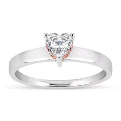 Womens 1 1/10 CT. T.W.  White Zirconia Sterling Silver Heart Solitaire Cocktail Ring