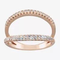 Silver Treasures Cubic Zirconia 14K Rose Gold Over Band