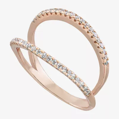 Silver Treasures Cubic Zirconia 14K Rose Gold Over Band