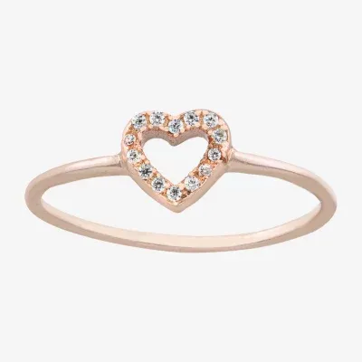 Silver Treasures Cubic Zirconia Sterling Heart Band