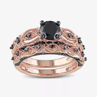 Midnight Black Diamond 1â…œ CT.T.W. Color-Enhanced 10K Rose Gold Bridal Ring Set