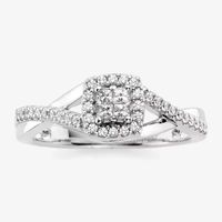 1/10 CT.T.W. Natural Diamond 10K White Gold Princess-Cut Quad Promise Ring