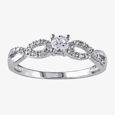 1/10 CT. T.W. Diamond & Lab-Created White Sapphire Engagement Ring