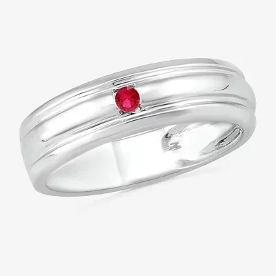 Mens Lab Created Red Ruby Sterling Silver Fashion Ring