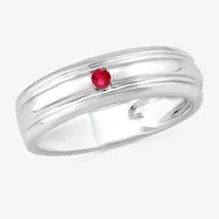 Mens Lab Created Red Ruby Sterling Silver Fashion Ring