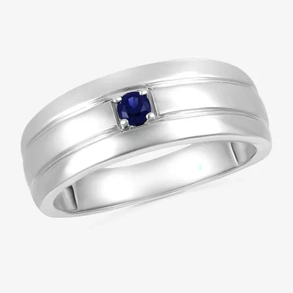 Mens Lab Created Blue Sapphire Sterling Silver Fashion Ring