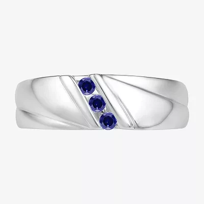 Mens Lab Created Blue Sapphire Sterling Silver Fashion Ring