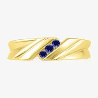 Mens Lab Created Blue Sapphire 10K Gold Fashion Ring