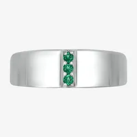 Mens Lab Created Green Emerald Sterling Silver Fashion Ring