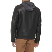 Levi's Mens Faux Leather Hooded Racer Jacket