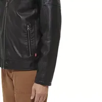Levi's Mens Faux Leather Hooded Racer Jacket