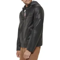 Levi's Mens Faux Leather Hooded Racer Jacket