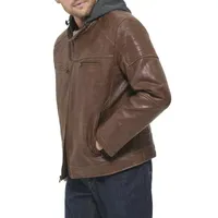 Levi's Mens Faux Leather Hooded Racer Jacket