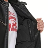 Levi's Mens Faux Leather Hooded Racer Jacket