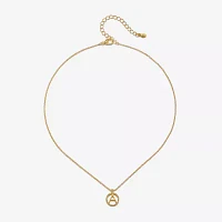 Bijoux Bar Delicates Gold Tone Pave Initial Glass 16 Inch Link Round Pendant Necklace