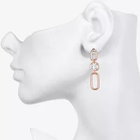 Bijoux Bar Delicates Rose Tone Link Glass Round Drop Earrings