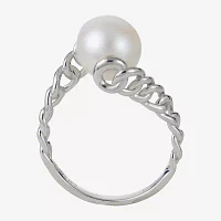 Womens 9-9.5MM White Cultured Freshwater Pearl Sterling Silver Cocktail Ring