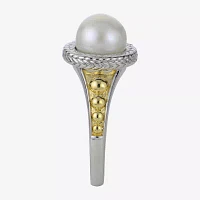 Womens 8-8.5MM White Cultured Freshwater Pearl 14K Two Tone Gold Over Silver Cocktail Ring