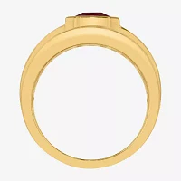 Mens Lab Created Ruby 14K Gold Over Silver Sterling Fashion Ring