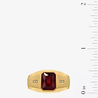 Mens Lab Created Ruby 14K Gold Over Silver Sterling Fashion Ring