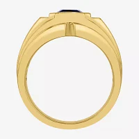 Mens Lab Created Blue Sapphire 14K Gold Over Silver Sterling Fashion Ring