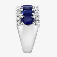 Effy  1/2 CT. T.W. Lab Created Blue Sapphire 14K White Gold Oval Band