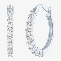 YES PLEASE! Lab Created White Sapphire 20mm Hoop Earrings in Sterling Silver