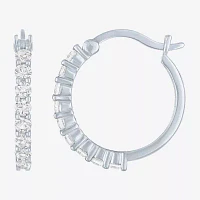 YES PLEASE! Lab Created White Sapphire 20mm Hoop Earrings in Sterling Silver