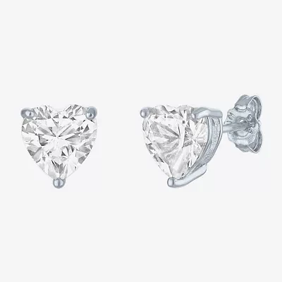 Yes, Please! Lab Created White Sapphire Sterling Silver 7mm Heart Stud Earrings