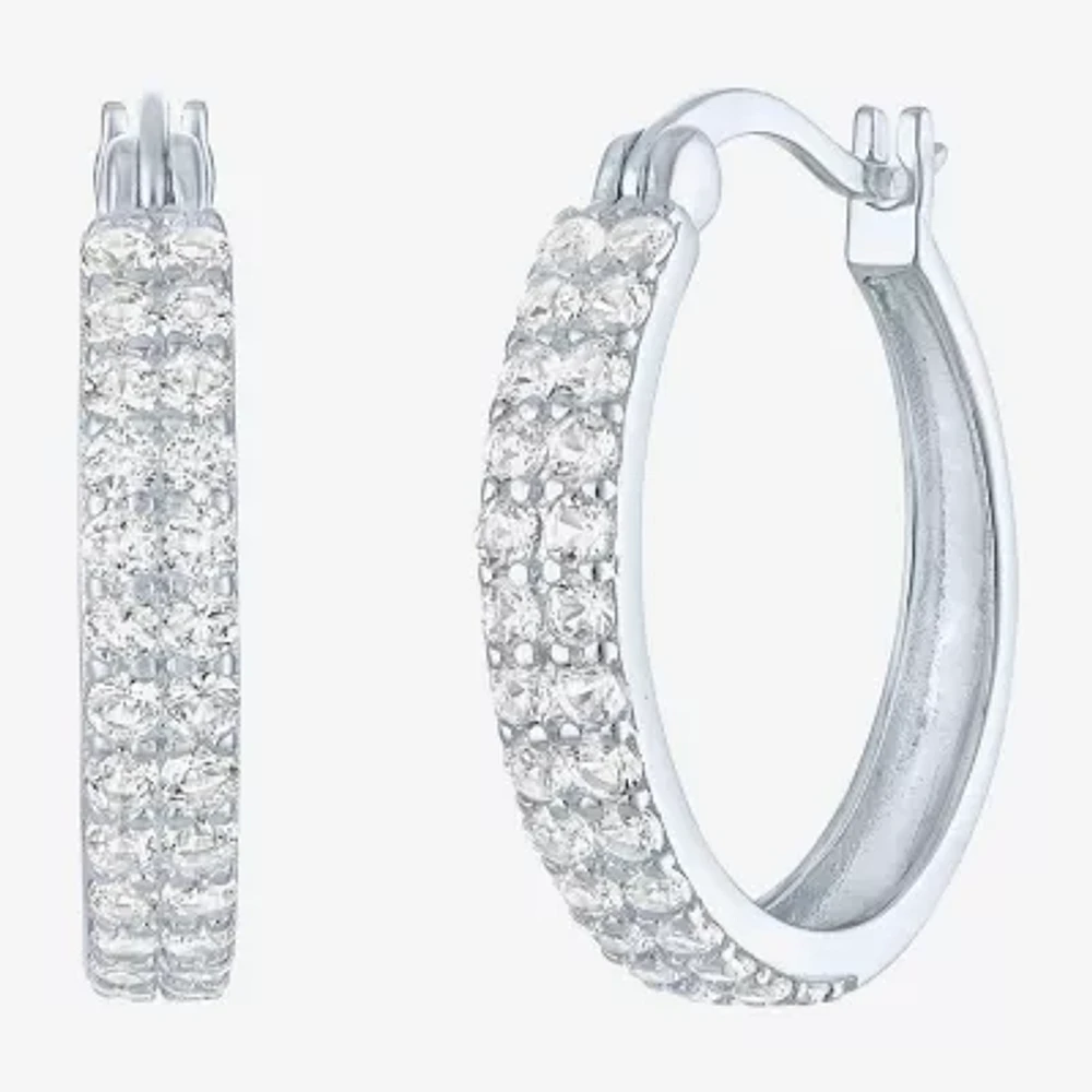 Yes, Please! Lab Created White Sapphire Sterling Silver 18mm Hoop Earrings