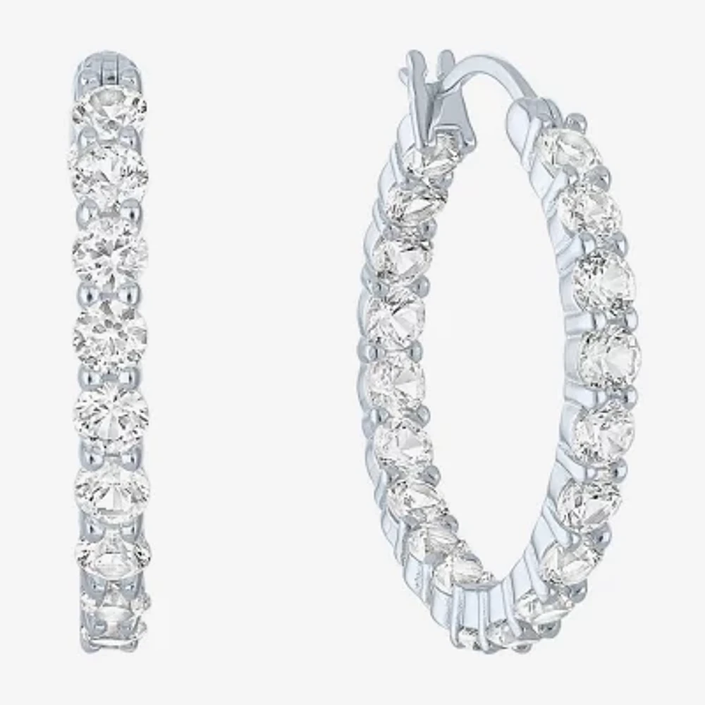 Yes, Please! Lab Created White Sapphire Sterling Silver 22mm Hoop Earrings