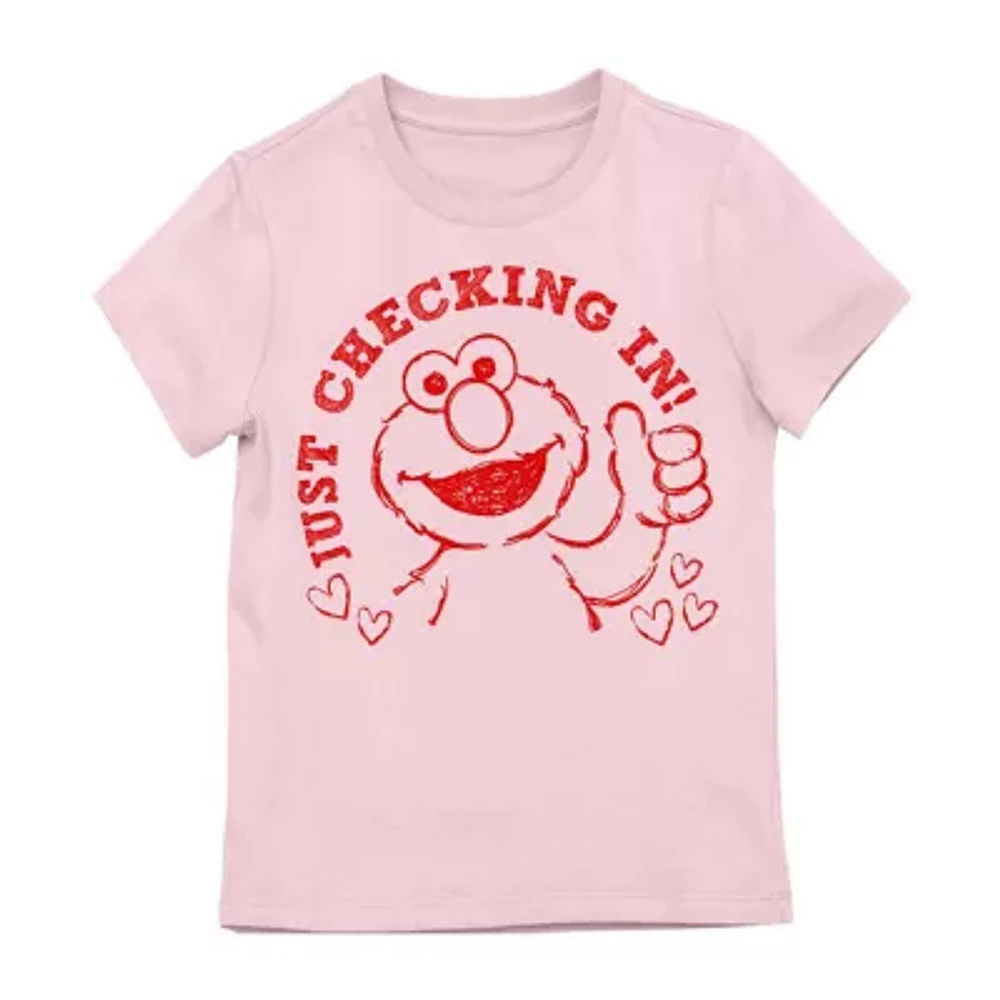 Little Girls Elmo Crew Neck Short Sleeve Graphic T-Shirt