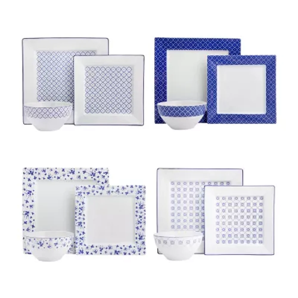 Porland Blue Passion Collection 12-pc. Porcelain Dinnerware Set