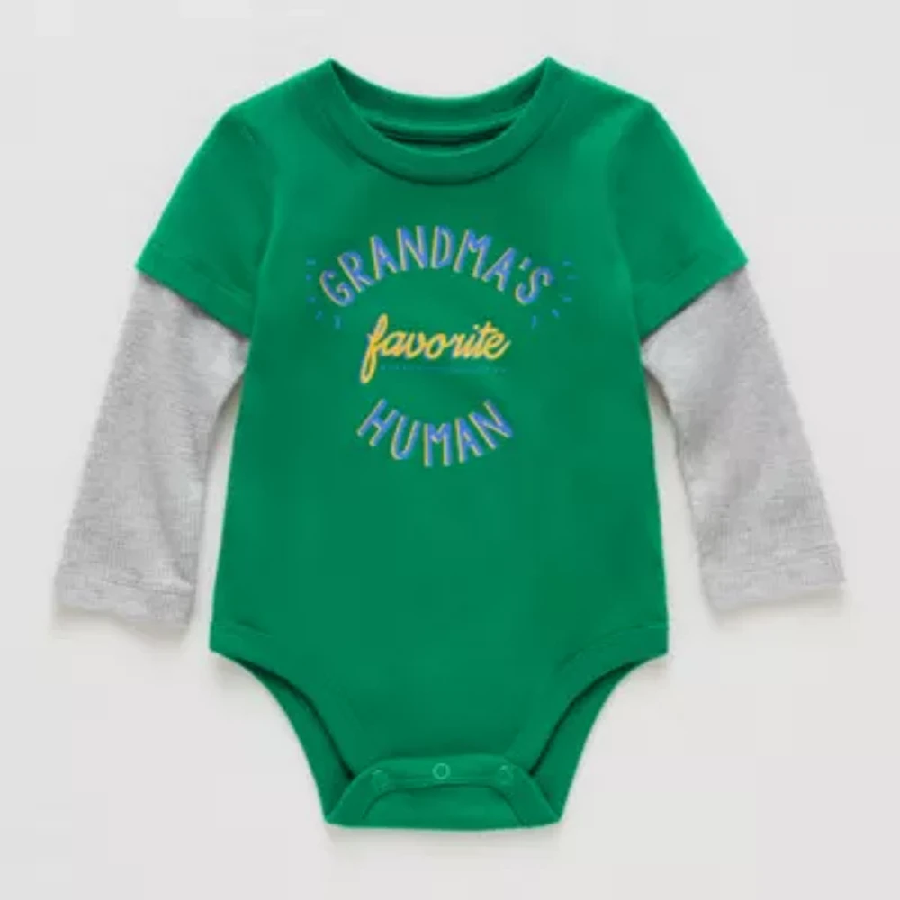 Okie Dokie Baby Boys Crew Neck Long Sleeve Bodysuit