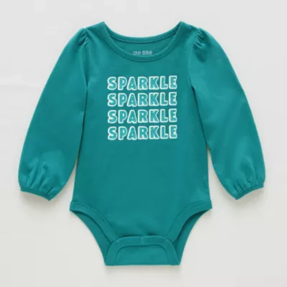 Okie Dokie Baby Girls Round Neck Long Sleeve Bodysuit