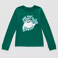 Thereabouts Little & Big Girls Holiday Round Neck Long Sleeve Graphic T-Shirt