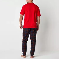 St. John's Bay Mens Crew Neck Short Sleeve 2-pc. Pant Pajama Set