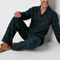 St. John's Bay Mens Flannel Long Sleeve 2-pc. Pant Pajama Set