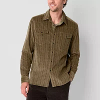 Frye and Co. Mens Regular Fit Corduroy Long Sleeve Button-Down Shirt