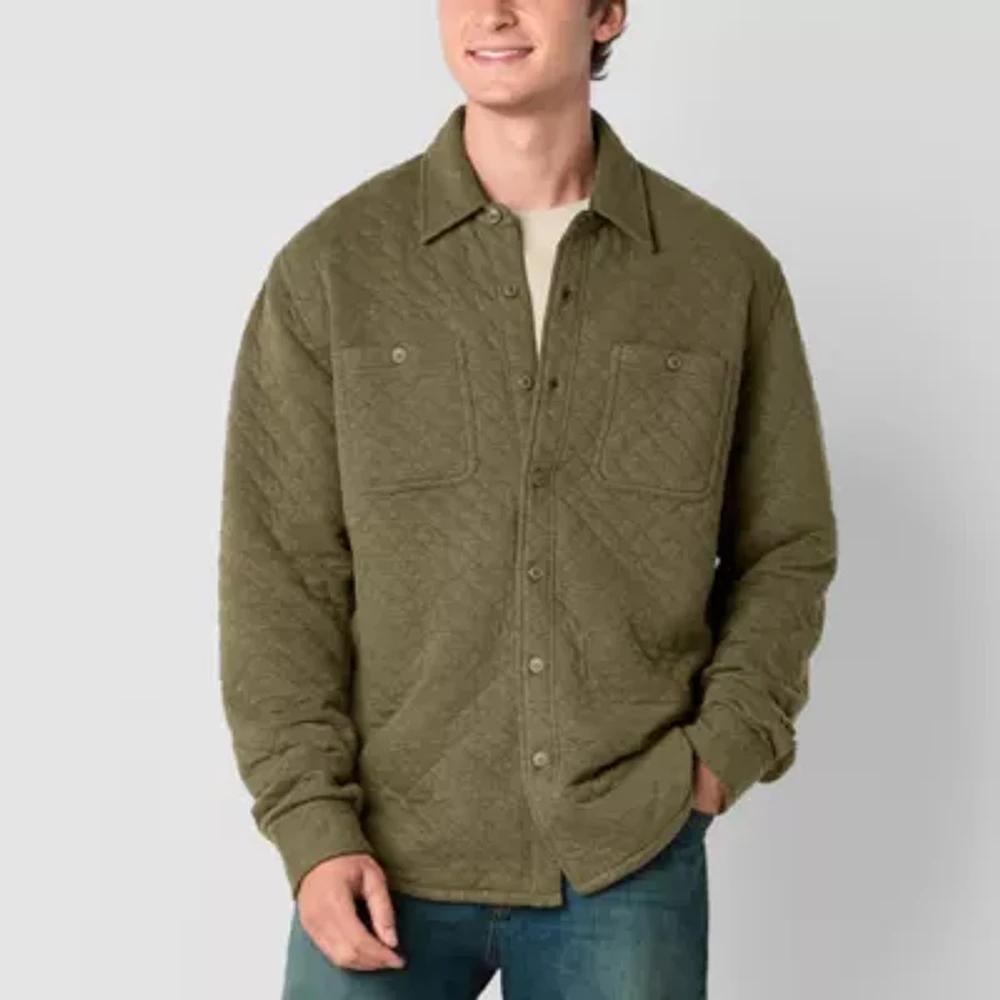 Frye and Co. Mens Regular Fit Long Sleeve Quilted Knit Flannel Shirt