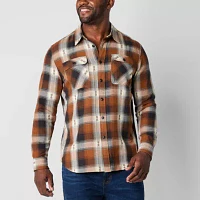 Frye and Co. Dobby Twill Big Tall Mens Regular Fit Long Sleeve Plaid Button-Down Shirt