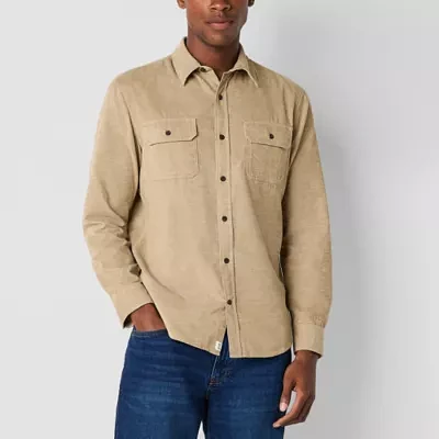 mutual weave Mens Long Sleeve Button-Down Corduroy Shirt