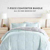 Casual Comfort Reversible Microfiber 7-pc. Down Alternative Complete Bedding Set with Sheets