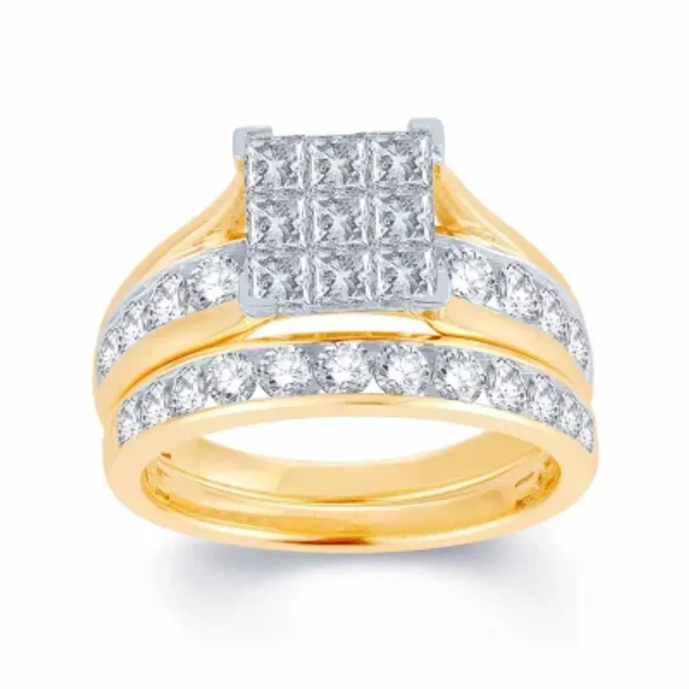 Womens 1 CT. T.W. Natural White Diamond 10K Gold Bridal Set